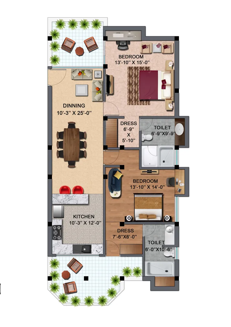 3 BHK Floor Plan
